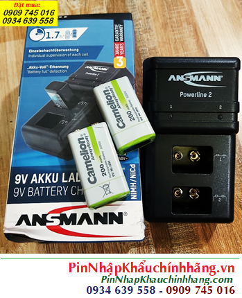 Ansman Powerline 2, Bộ sạc pin 9v kèm sẳn 2 pin sạc Camelion NH-9V200ARBP1 (9v-200mAh AlwaysReady)